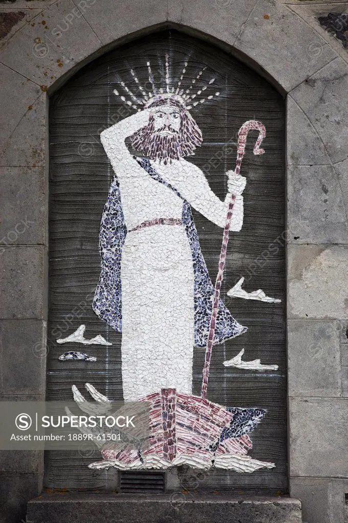 Depiction Of Jesus Christ Made Of Tile On The Wall, St. Barrs, Isle Of Barra, Scotland