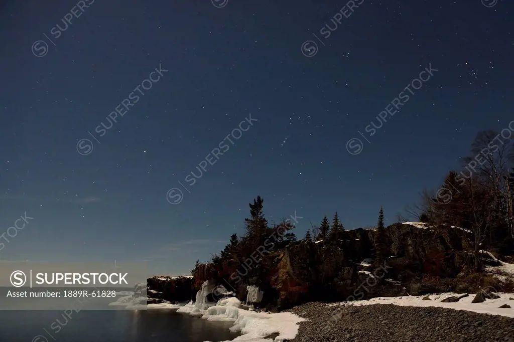 stars in the sky over lake superior, grand portage, minnesota, united states of america