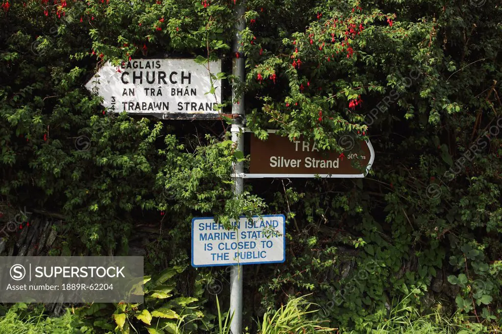 signpost on sherkin island off the coast of county cork in munster region, sherkin island, west cork, ireland