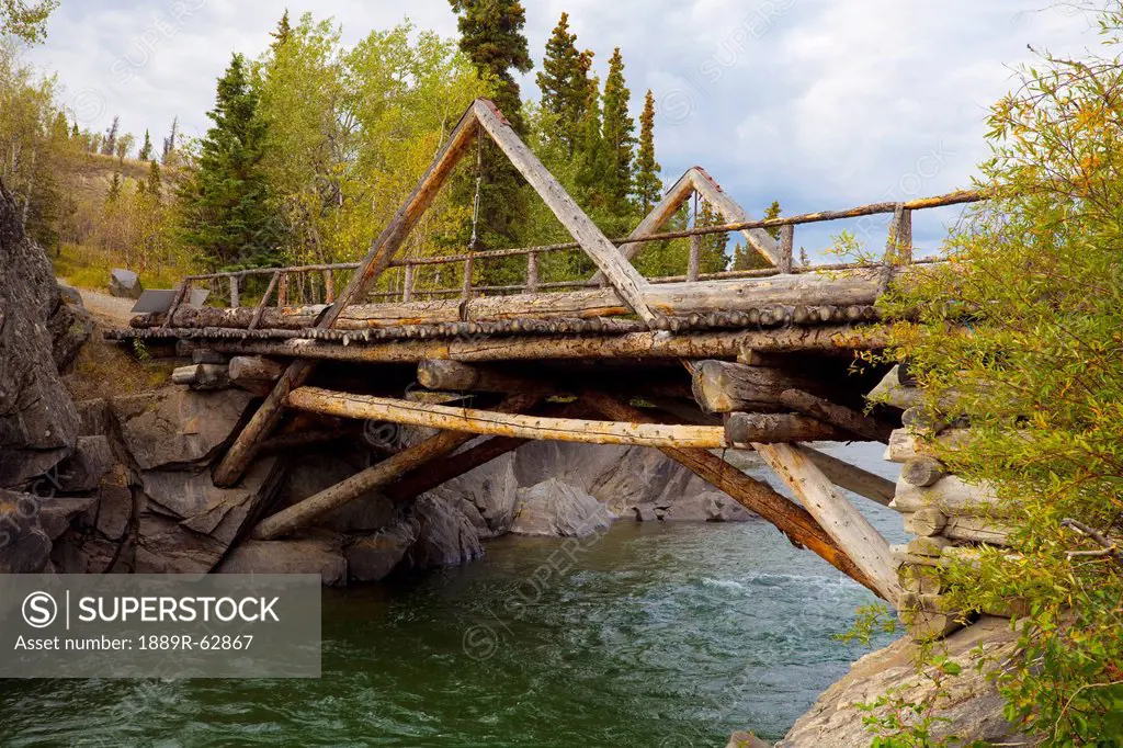a historic log bridge, frontier bridge, haines junction, yukon territory, canada