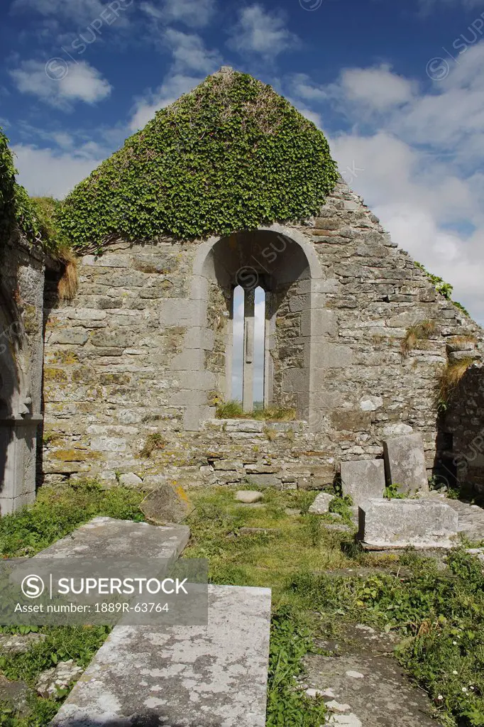 kilmacreehy church ruins near liscannor in munster region, county clare, ireland