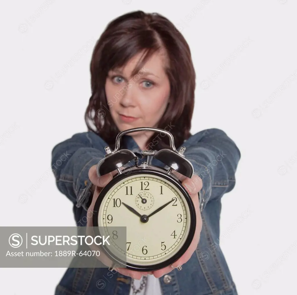 woman focusing on the time