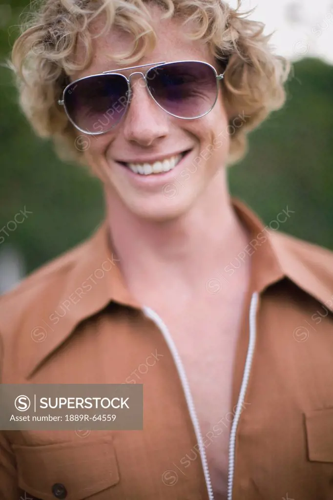 portrait of young man in 1970s style clothing, perth, australia