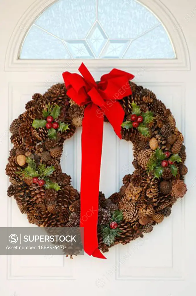 Closeup of Christmas wreath