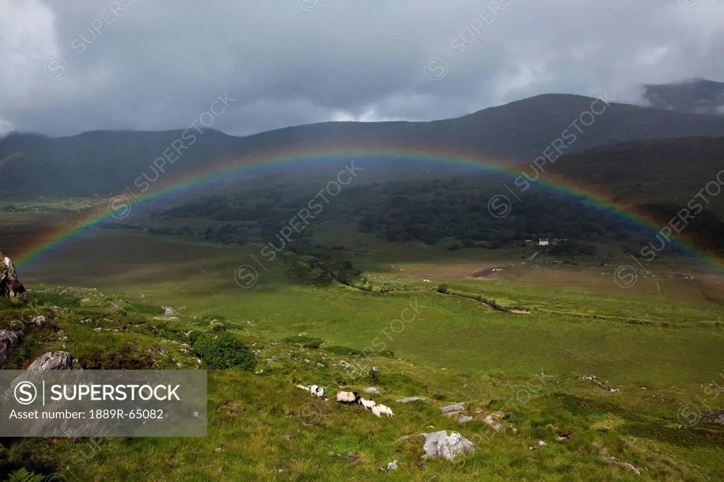 Rainbow Over Irish Landscape, Moll´S Gap, Killarney, County Kerry, Ireland