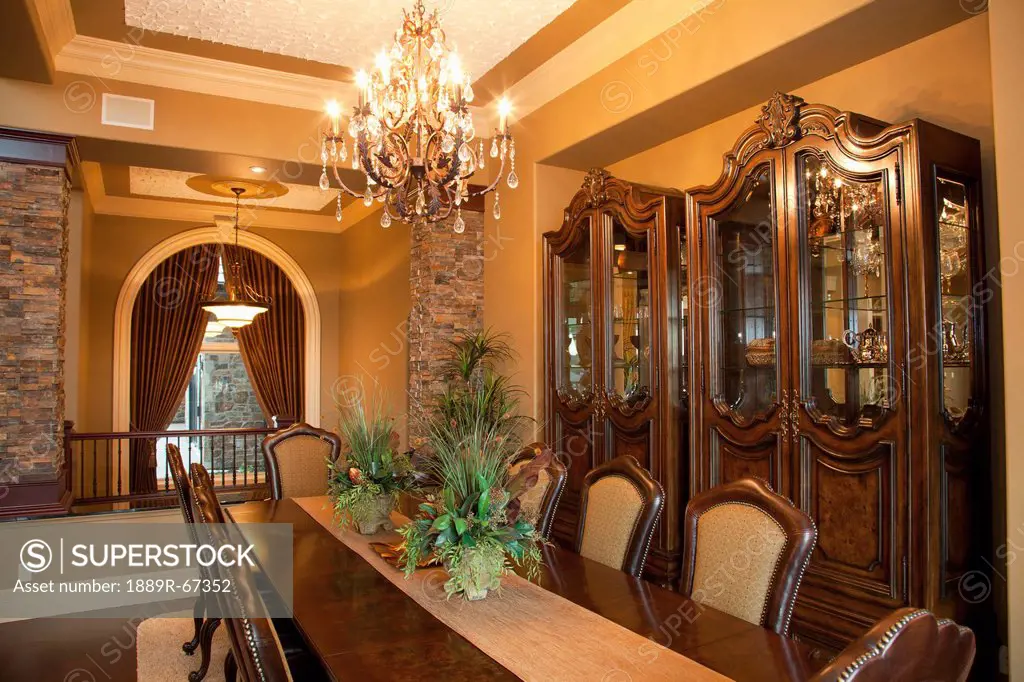 luxurious estate home formal dining room, st. albert, alberta, canada