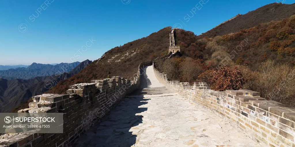 path along the mutianyu section of the great wall of china, beijing, china
