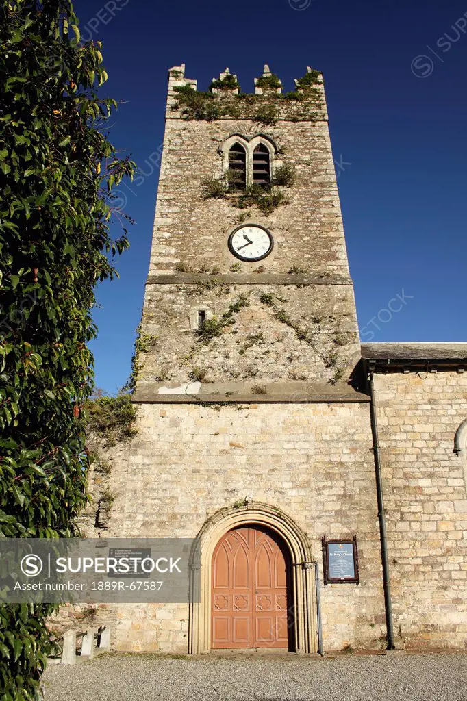 clock tower on st. mary´s church, inistioge, county kilkenny, ireland