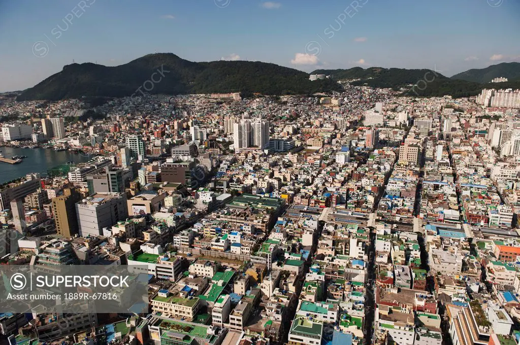 view of the city along the water, busan, korea