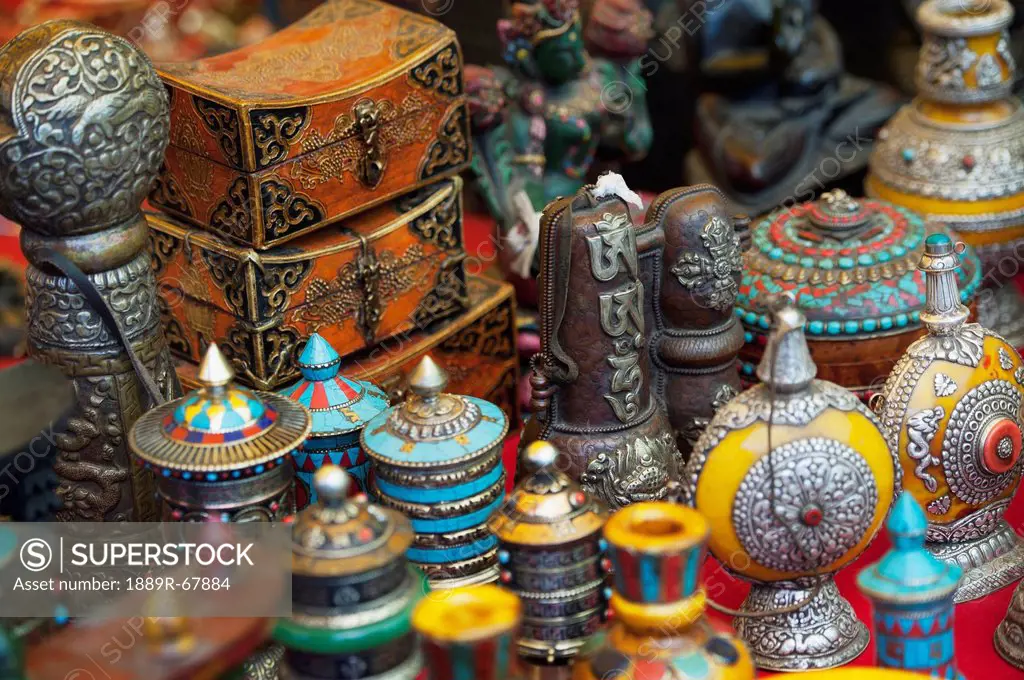 various handicrafts displayed on a table, thimphu thimphu district bhutan