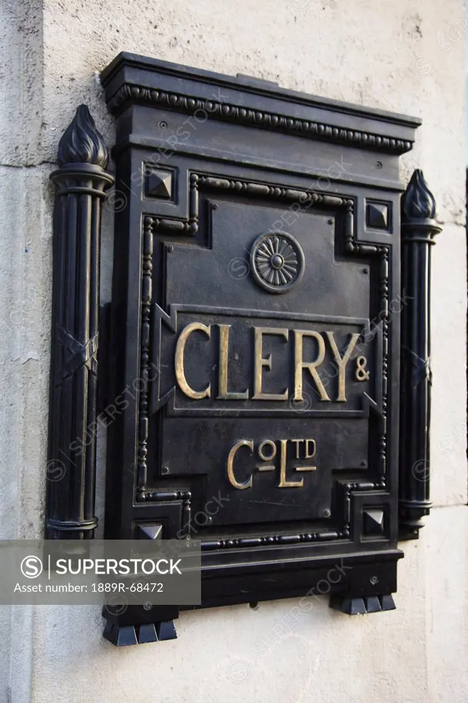 close_up of clery´s department store plaque, dublin county dublin ireland