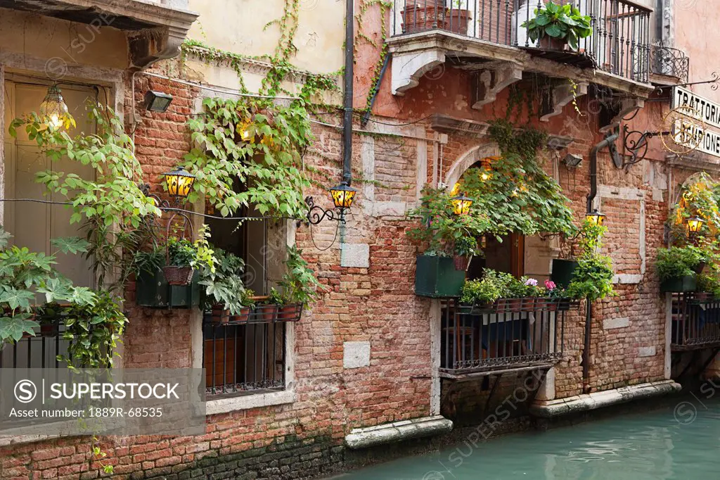 trattoria on the canal, venice italy