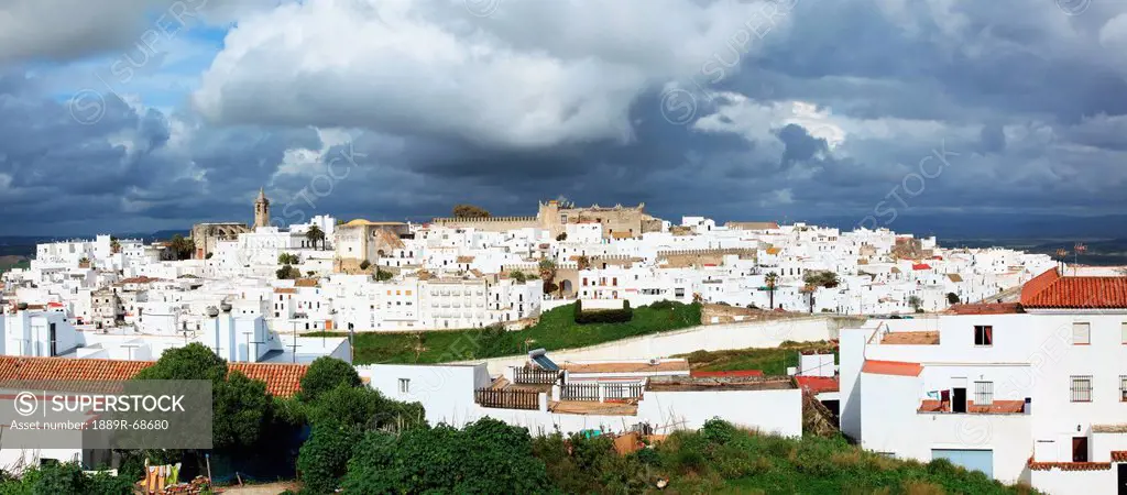 spanish town on hilltop, vejer de la frontera spain
