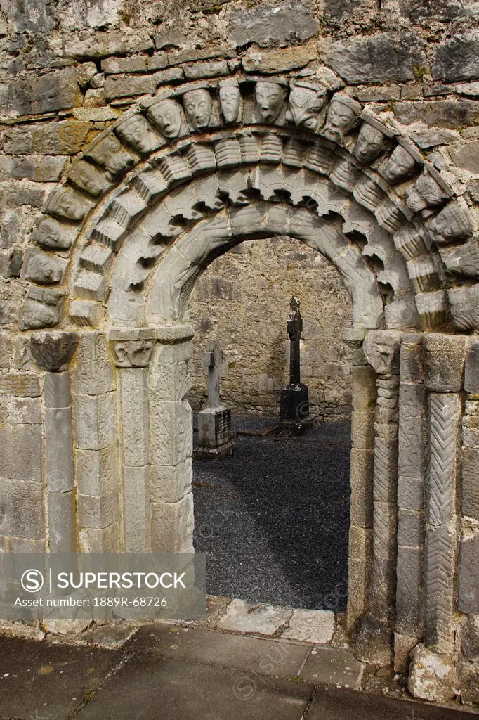 arched entrance to dysert o´dea church and monastery, county clare ireland