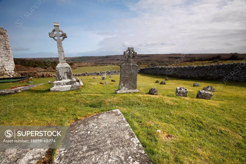 carran church cemetery in the burren region, carran county clare ireland
