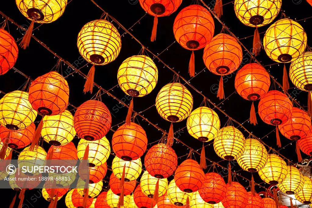red and yellow chinese lanterns, chiang mai thailand