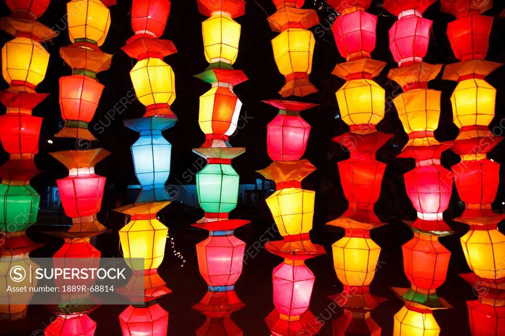 brightly colored chinese lanterns, chiang mai thailand