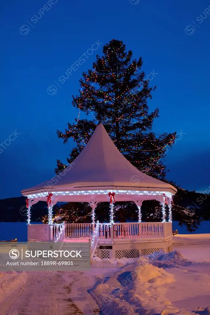 A Gazebo With Christmas Lights, North Hatley Quebec Canada