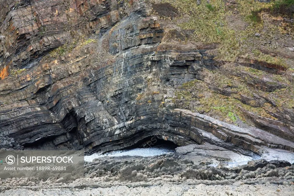 rock bedding in the peninsula at hartland point, hartland, devon, england