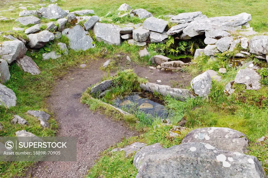 water trough at the drombeg recumbent stone circle near glandore, county cork ireland