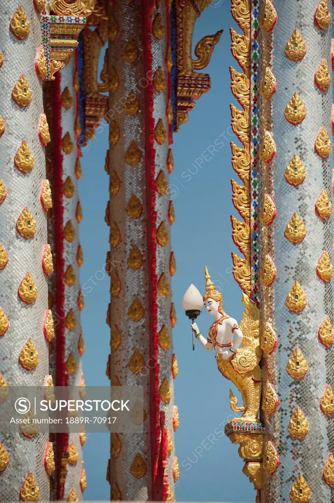 ornate temple pillars, prachuap kiri khan prachuap province thailand