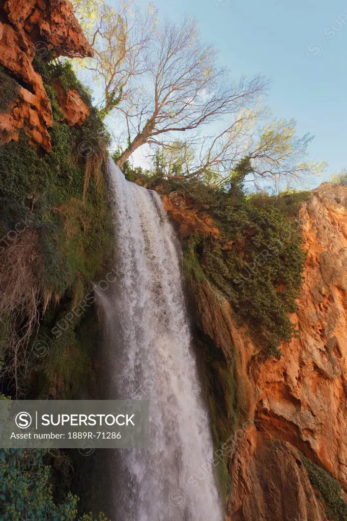 cola de caballo or the horse´s tail waterfall in natural park monasterio de piedra, zaragoza province aragon spain