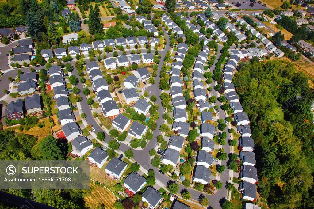 an aerial view of houses, portland, oregon, united states of america