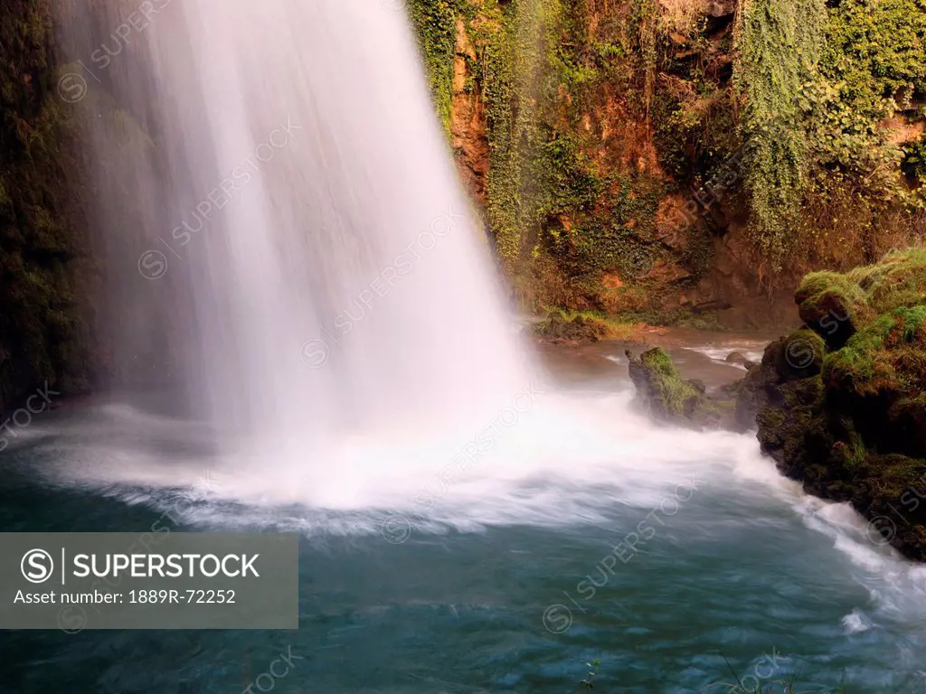 the la caprichosa waterfall in natural park monasterio de piedra, zaragoza province aragon spain