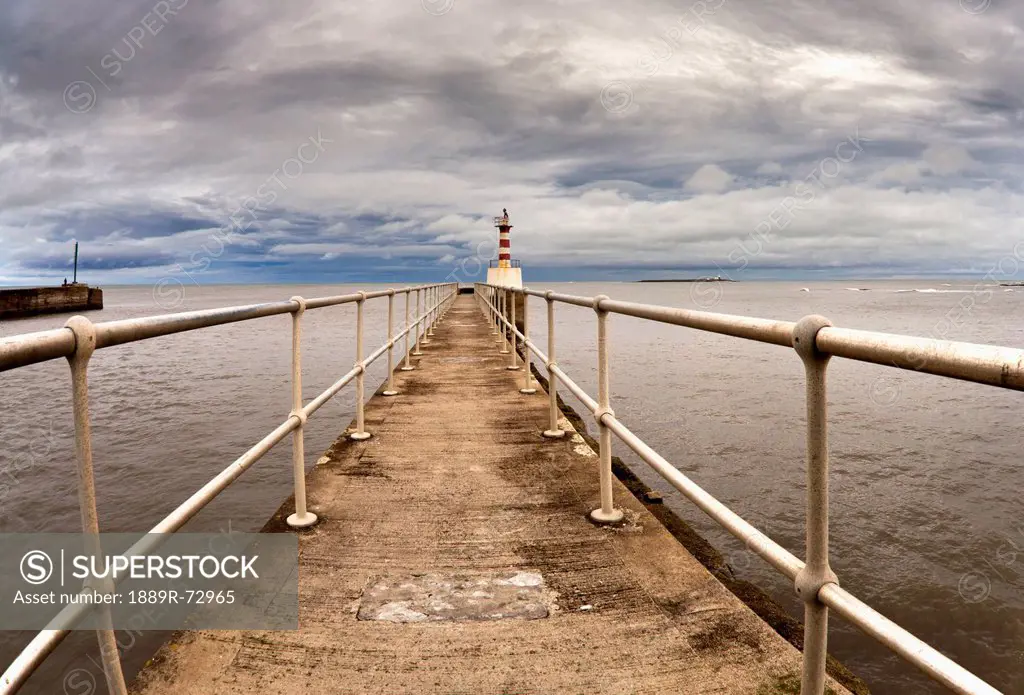 Lighthouse At The End Of A Pier, Amble Northumberland England