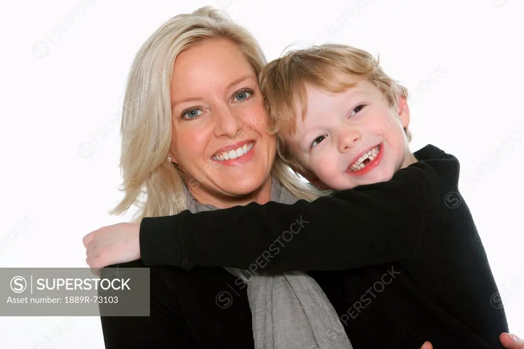 Portrait Of A Mother Holding Her Son, Portland Oregon United States Of America