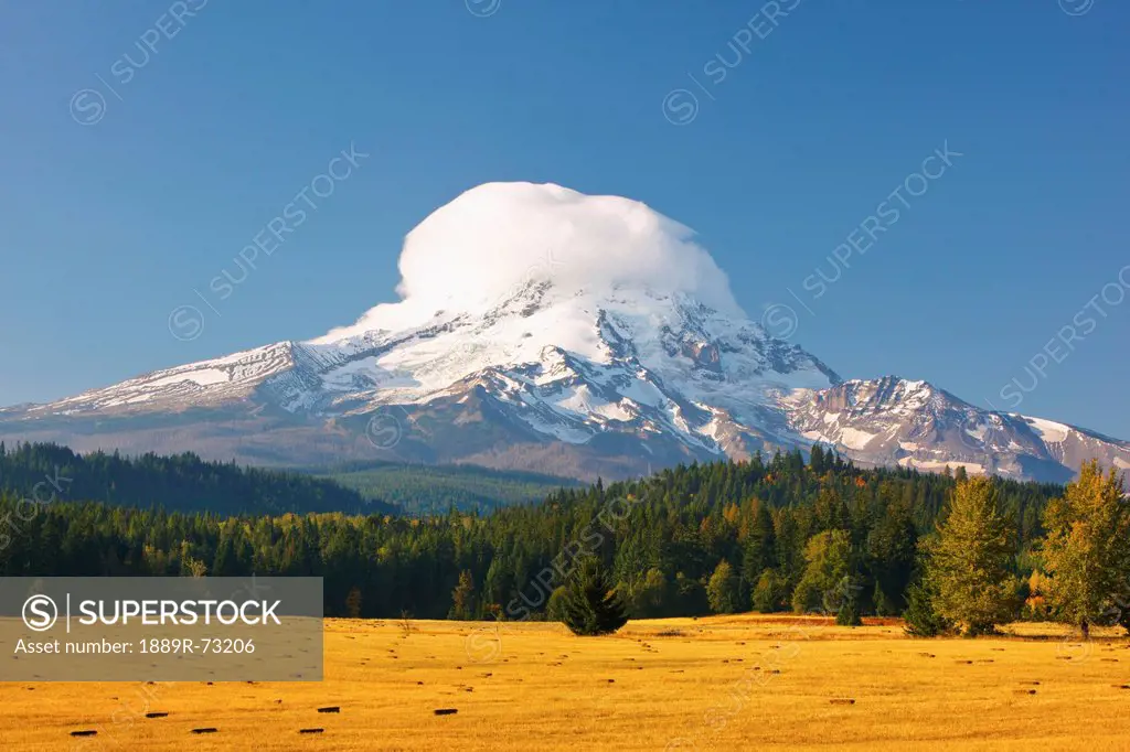 Cloud Over The Peak Of Mount Hood, Oregon United States Of America