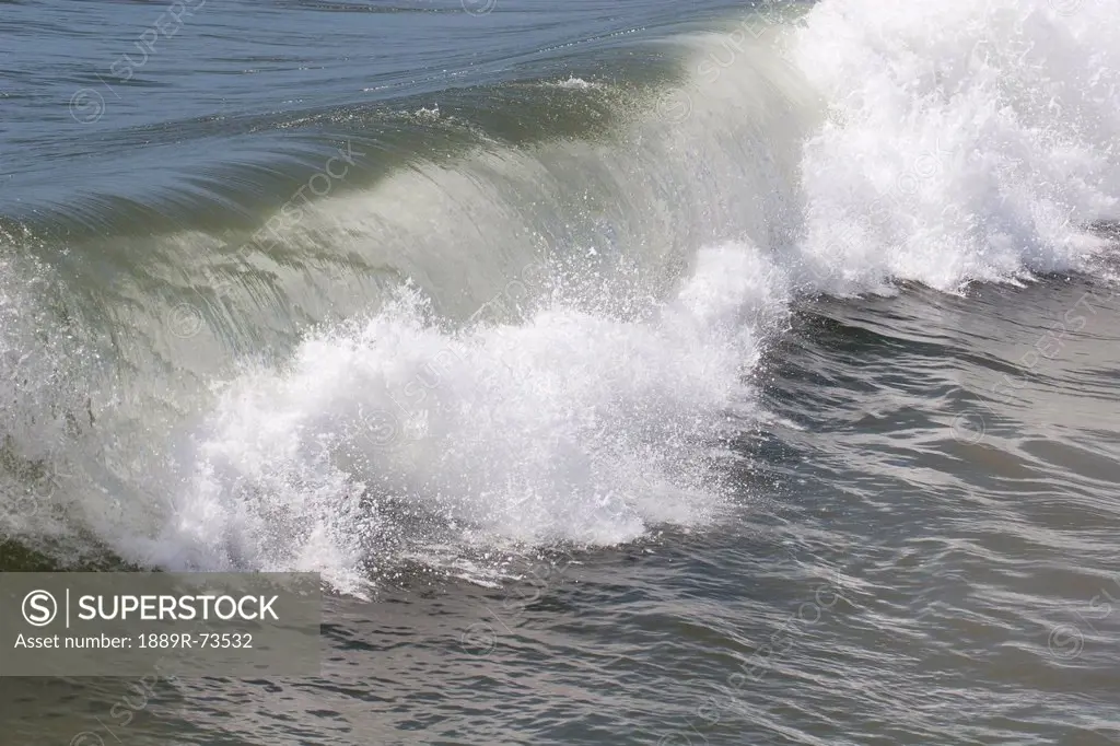 Close Up Of Waves Breaking, Newport Beach California United States Of America