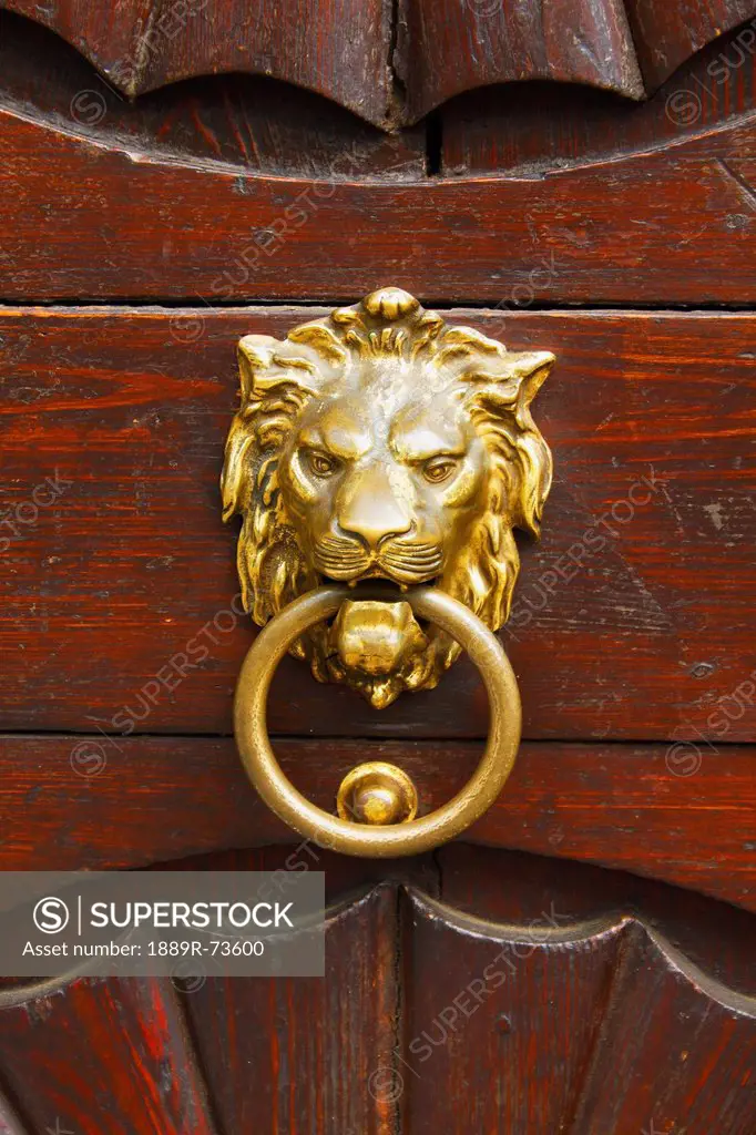Lion Door Knocker In Mala Strana District, Prague Hlavni Mesto Praha Czech Republic