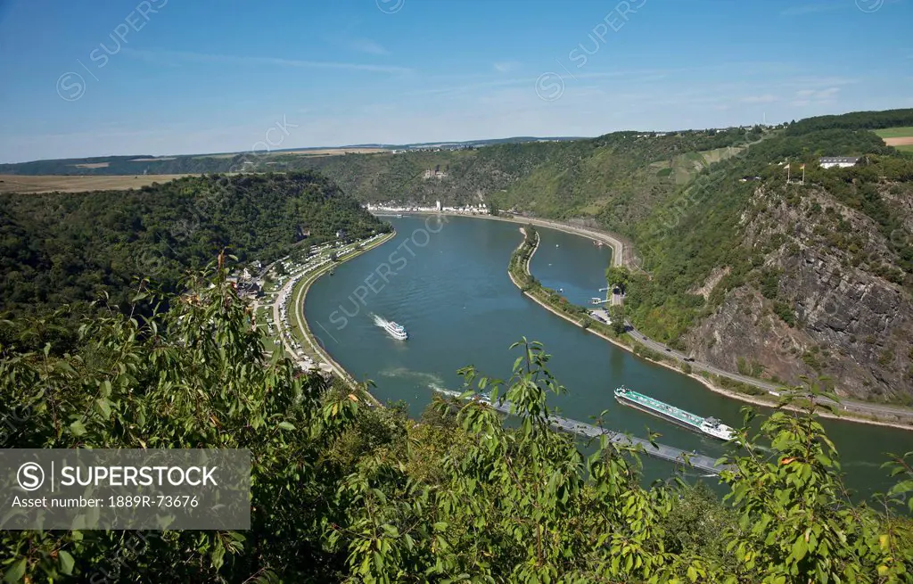 View Showing The Lorelei On The Rhine River, Oberwesel Germany