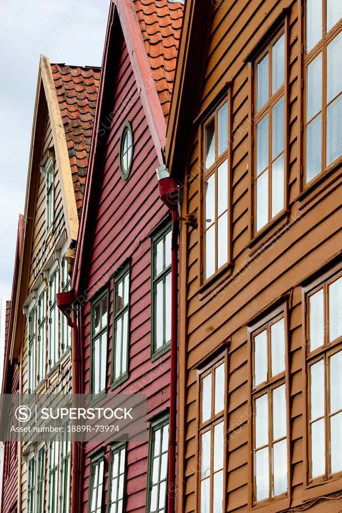 Colourful houses in a row, bergen norway