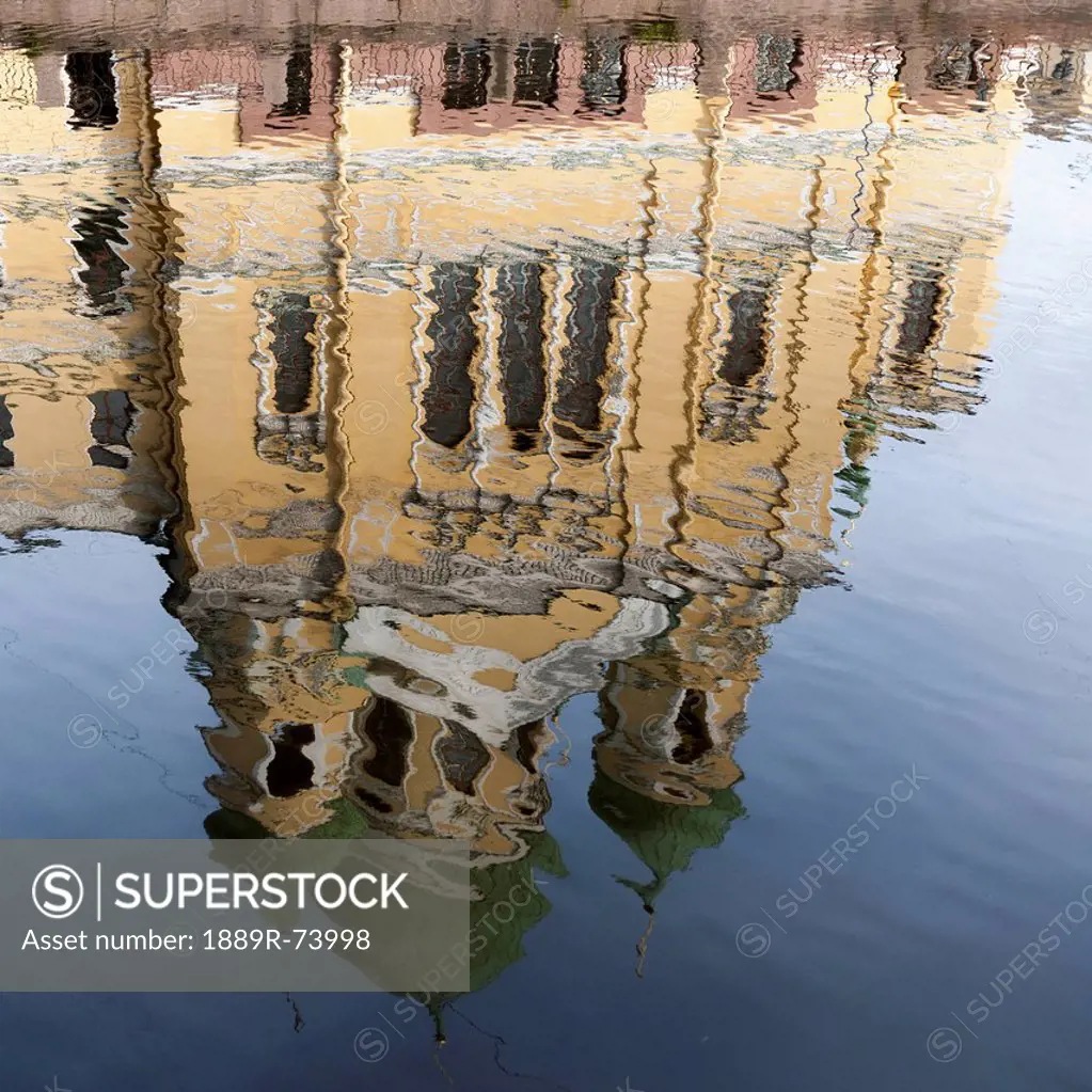 A building reflected in griboedova canal, st. petersburg russia