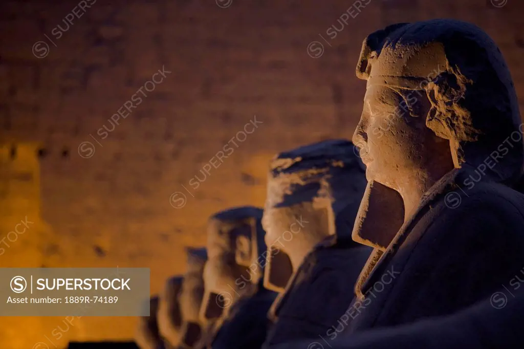 Stone Statues In The Luxor Temple On The East Bank Of Luxor Along The Nile River, Luxor Egypt