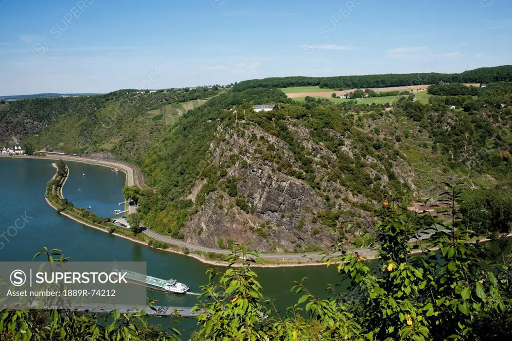 View Showing The Lorelei On The Rhine River, Oberwesel Germany