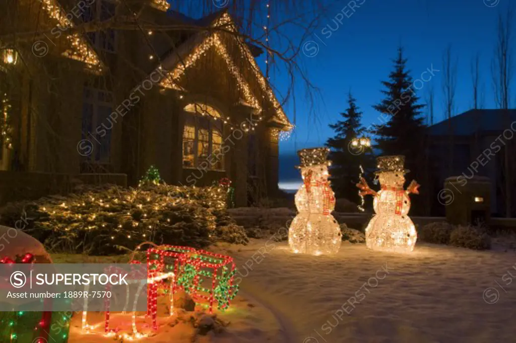 House with Christmas lights and decorations