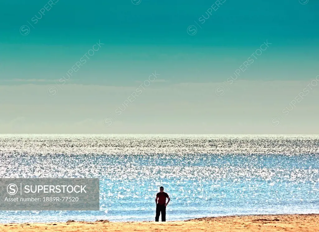 A Lone Man On The Seashore, Torremolinos Malaga Andalusia Spain