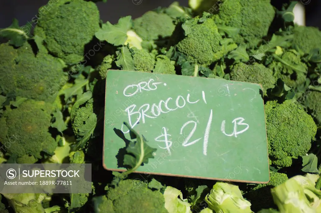 Organic Broccoli At The Farmers Market, Berkeley California United States Of America