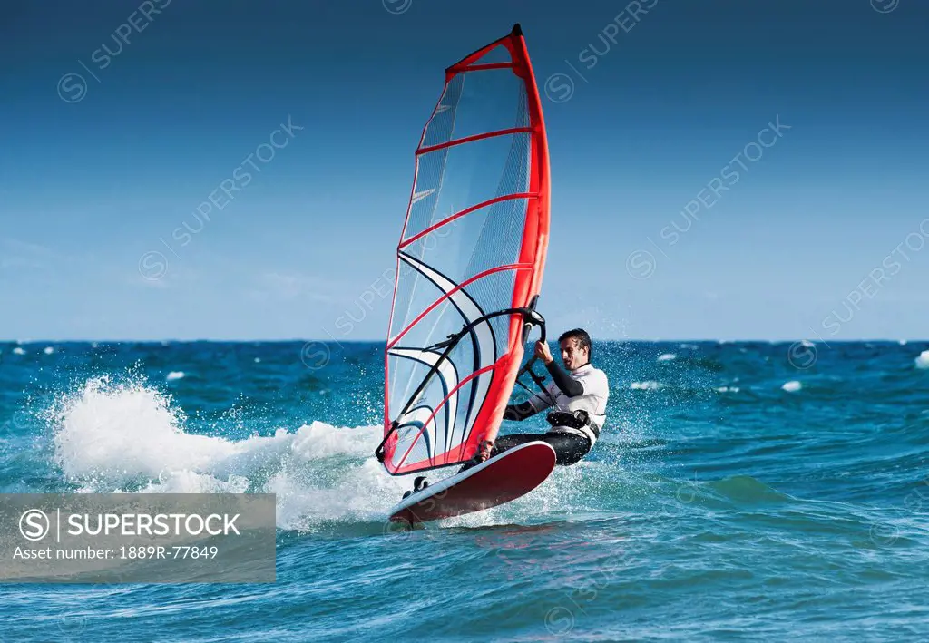 Windsurfing Off The Coast At Hotel Dos Mares, Tarifa Cadiz Andalusia Spain
