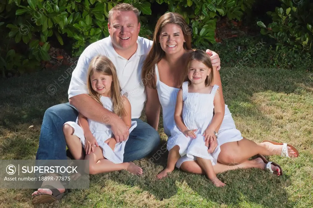 Family Portrait Of A Couple With Two Daughters, Moraga California United States Of America
