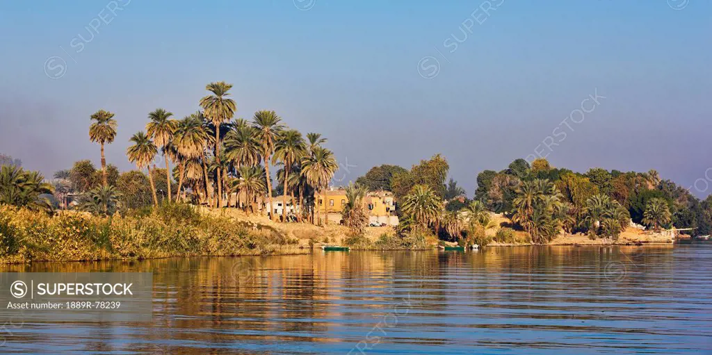 Colorful Houses On The Bank Of The Nile, Egypt