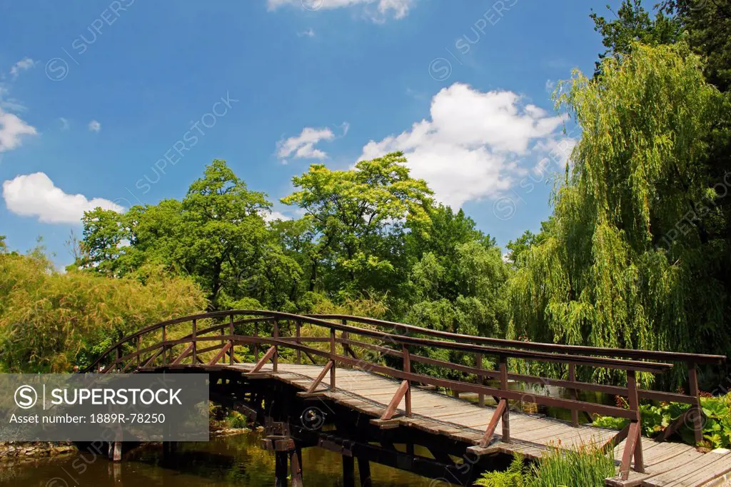 Bridge in the botanical gardens, wroclaw dolnoslaskie poland