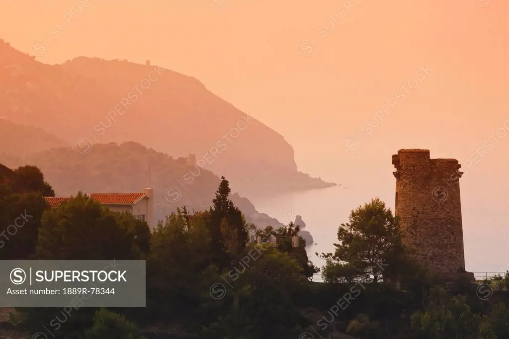 torre del pino watchtower on the cliffs of maro_cerro gordo natural park, near maro and nerja, malaga province, costa del sol, andalusia, spain