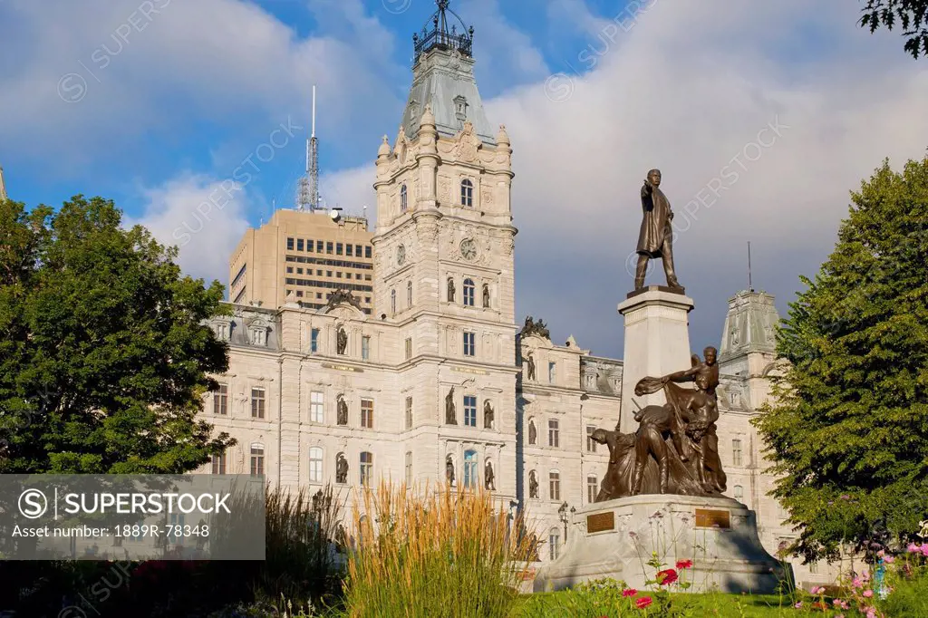 quebec parliament buildings and honore mercier monument, quebec city, quebec, canada