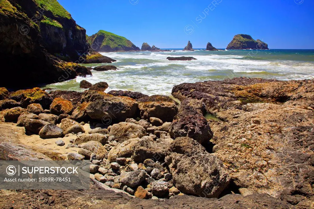 Rock Formations On Short Beach At Oregon Islands National Wildlife Refuge, Oregon United States Of America