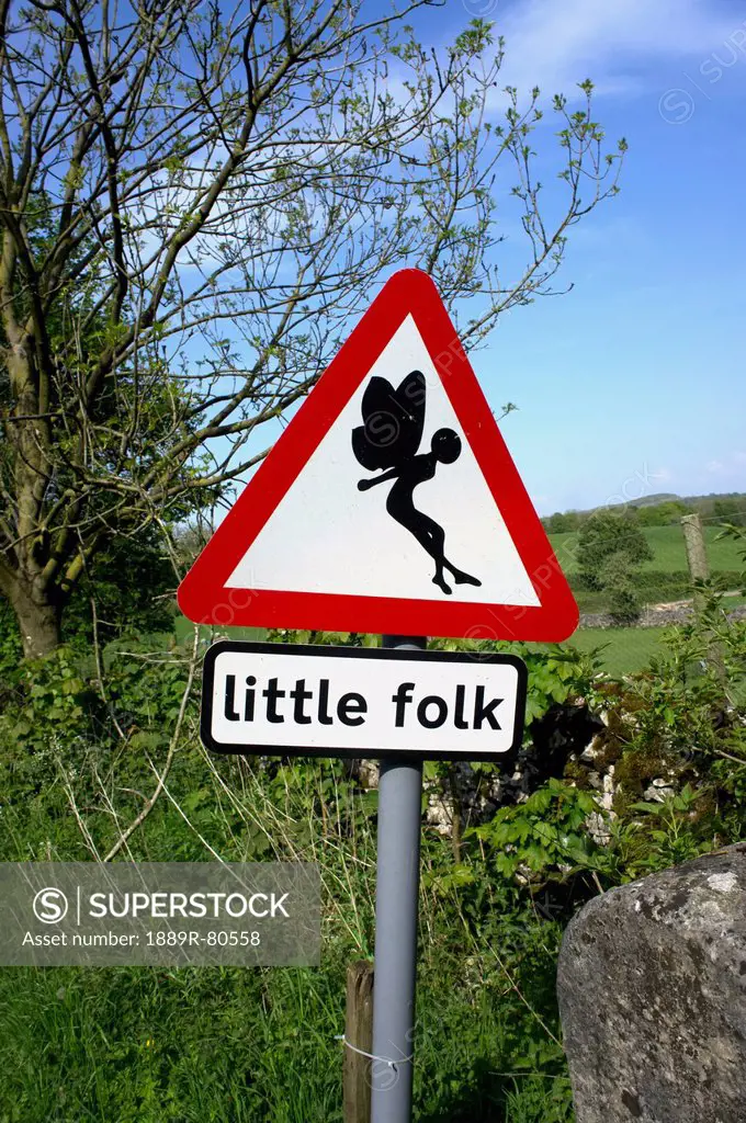 Sign saying beware of little folk, sedgwick cumbria england