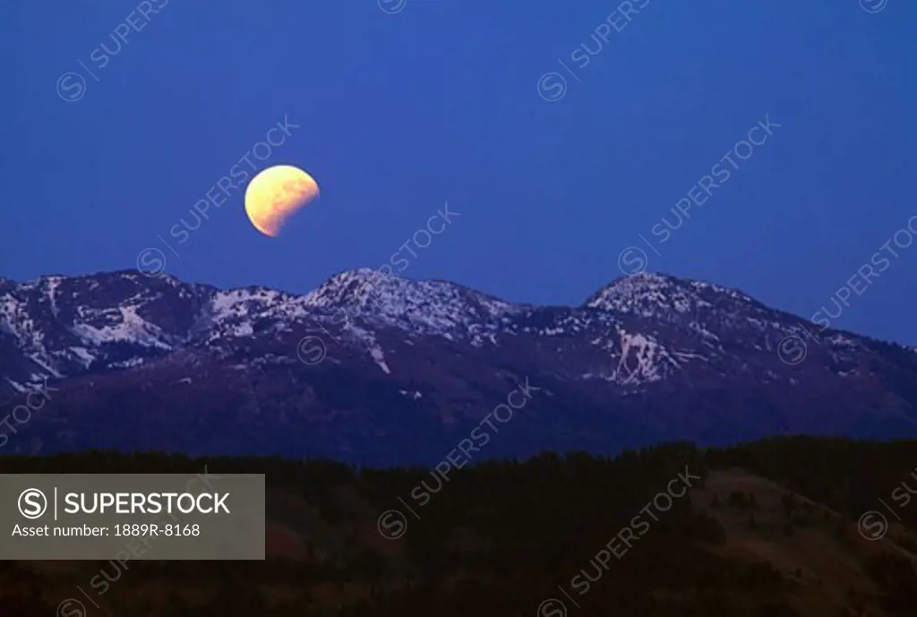 Eclipsed moonrise over Hell's Canyon National Recreation area